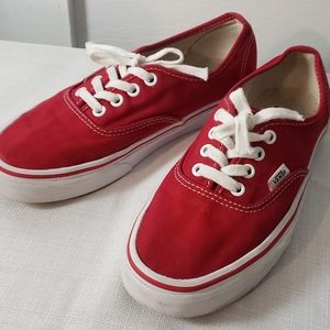 Red lace up Vans